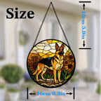 Stained Glass Suncatcher German Shepherd in Sunflowers 6.3 Inch