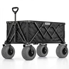 Beach Wagon with Heavy-Duty 10" Air Tires - All Terrain Folding Cart with Big Wheels for Sand and Gravel - 300 LB. Capacity (Black)