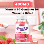 MEENCCD Vitamin B2 Gummies Riboflavin 400mg Supplement with Magnesium for Kids & Adults, B2 Gummies for Migraine Relief & Nervous System Support, Vegan, Sugar-Free, Raspberry Flavor, 60 Count