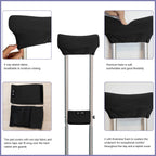 SPRING SEAON Underarm Crutch Pads, Velvet Padded Crutches Covers Non Slip Padding Cushion Crutch Accessories （black）