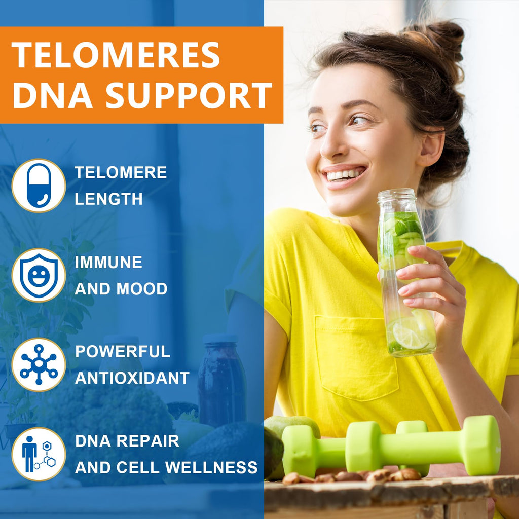 NICMIN Telomeres DNA Support - Anti Aging Supplement for DNA Repair, Cell Health & Stem Cell Support Max Absorption 60 Capsules