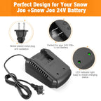 24VBAT Series Batteries Fast Charger Compatible with Sun Joe+Snow Joe 24V Lithium-Ion Battery Charger for 24VCHRG-QC iON+ Quick Charge Dock for iBAT24 Series Batteries
