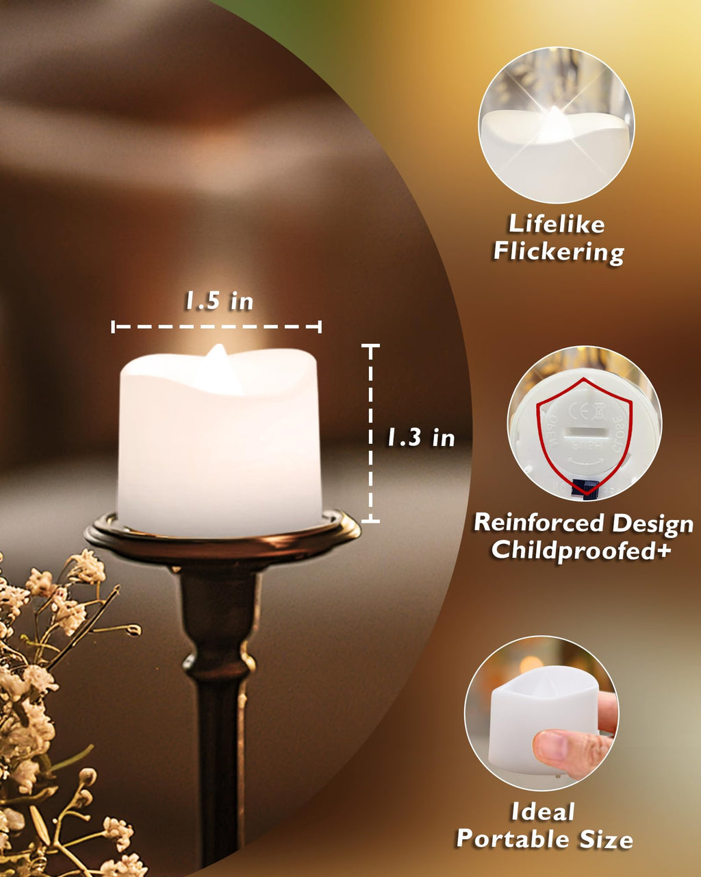 Homemory 24-Pack Battery Tea Lights with Timer Built in, Auto-On 6H Daily