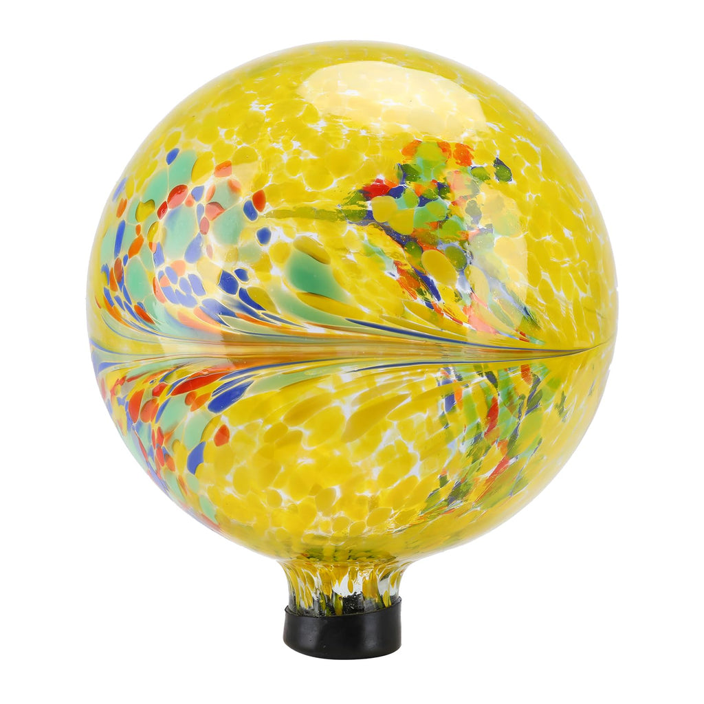 10" Gazing Ball Glass Reflective Garden Globe for Outdoor Decor, Yellow