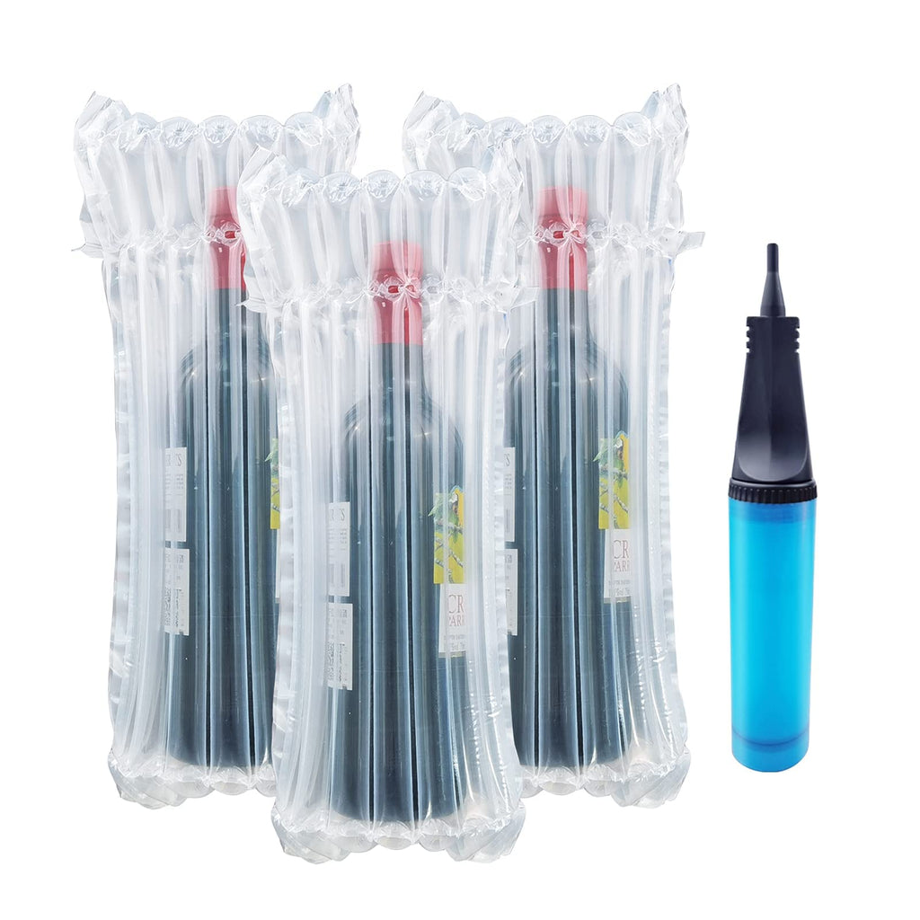 Wine Bottle Travel Protector Bags, Conilly 50 Packs Inflatable Air Column Packaging Bubble Bag with Free Inflator Pump, Reusable Wine Bottle Protector,Safe Choice for wine Transportation