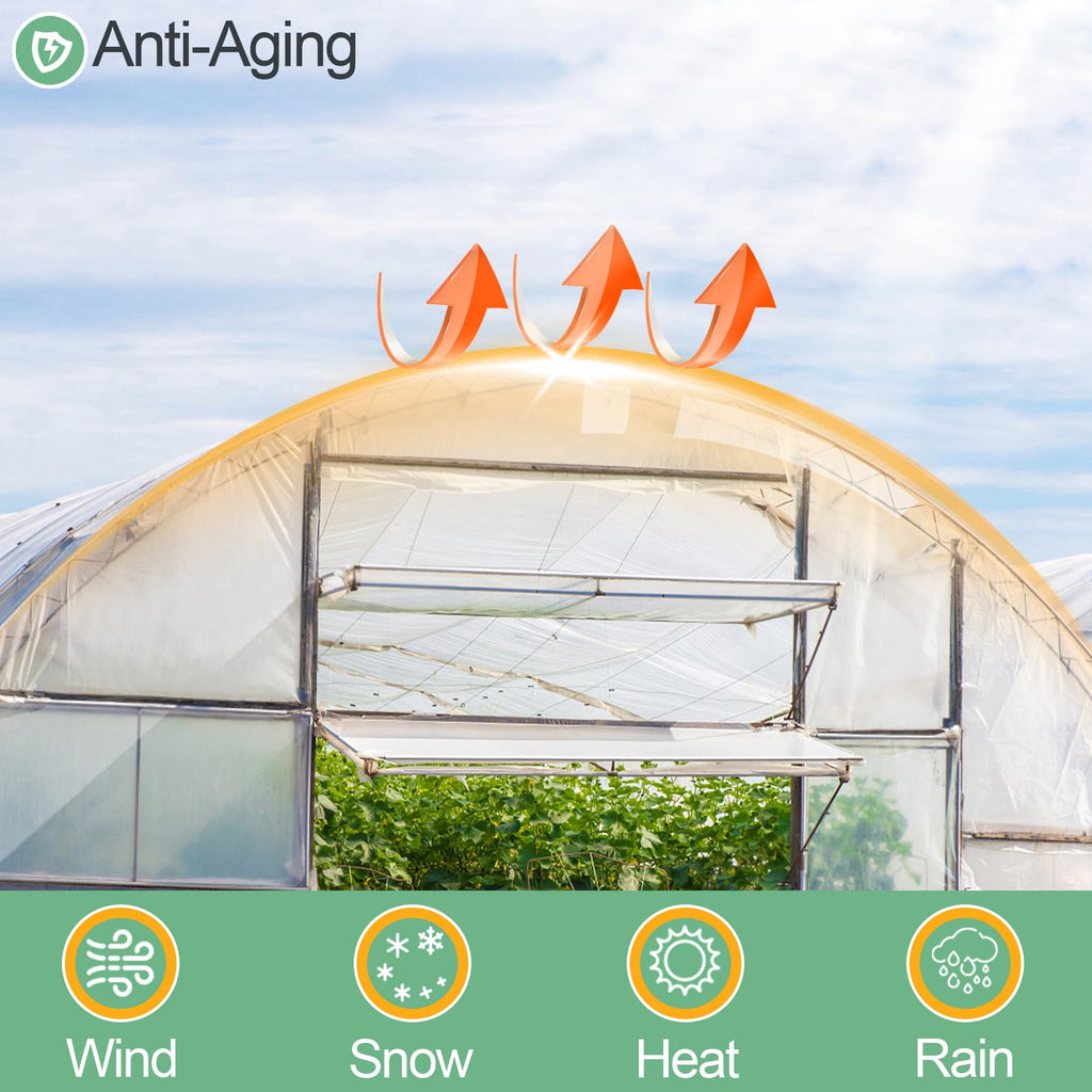 10 x 26 FT Clear Greenhouse Plastic Sheeting, 6 Mil Polyethylene Film Heavy Duty, Water Sun Frost Wind Dust Resistant Winter Hoop House Toughness Plastic Cover for Farming, Gardening, Agriculture, DIY