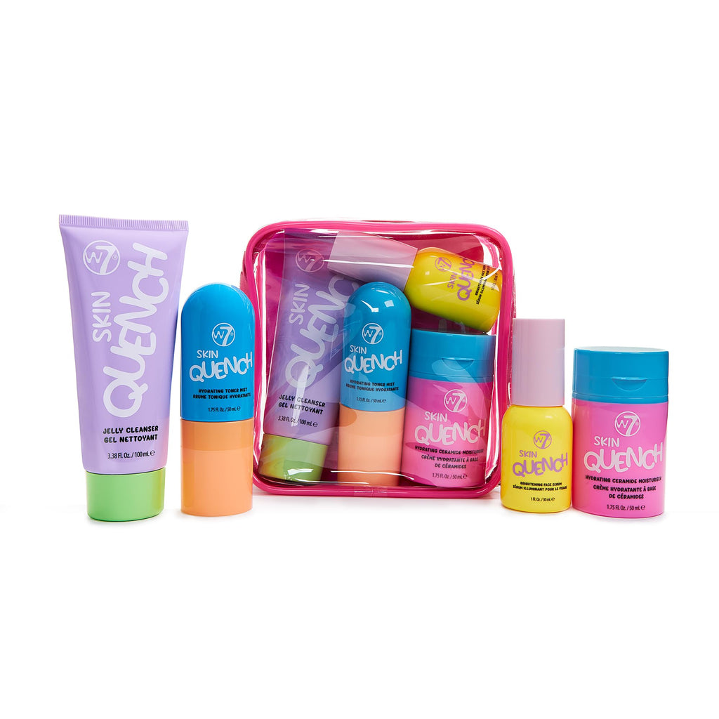W7 Skin Quench Full Size Skincare Set - Hydrating Skincare Bundle with Aloe Vera & Ceramides - Complete & Long-Lasting Moisturizing At-Home Routine - Travel Friendly