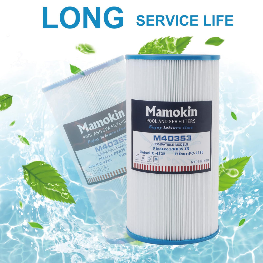 Mamokin C-4335 Spa Filter Replaces Pleatco PRB35-IN, Guardian 409-219, Filbur FC-2385, Unicel C-4335, 03FIL1300, 17-2482, 25393, 303557, 817-3501, R173431, 35 sq.ft, Hot Tub Filter 2 Pack