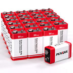 PKNOVA 9V Batteries, 9V 6F22 Carbon Battery, 9V Battery for Smoke Detector, Long-Lasting, 3-Year Shelf Life (24Pack)