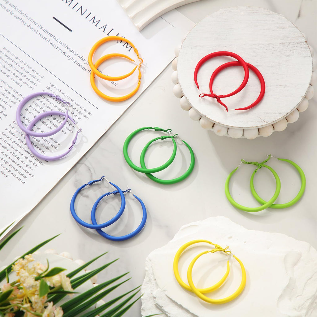 Sasylvia 16 Pairs Colored Hoop Earrings for Women,Classic Style