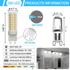 Ralbay 6-Pack Dimmable G9 LED Bulbs 9W 6000K White Light, 900LM Ultra Bright Creates Cozy Warm Glow, Wide Dimmer Compatible for Bedroom Living Room Lamp