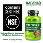 NATURELO Calcium Supplement - with Vitamin C, Vitamin D3, K2, and Calcium Magnesium Zinc for Bone Strength with Calcium 600mg - Plant-Based, 240 Vegetarian Capsules, Non-GMO, Soy & Gluten-Free