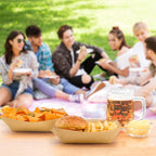 Ocmoiy 4lb Paper Food Trays, 100 Pack Disposable Nacho Trays, Heavy-Duty Kraft Paper Food Boats Holders Serving Basket Trays for Snack, BBQ Picnic Wedding Party