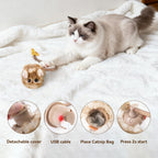 Migipaws Interactive MigiMouse Cat Toy 360° Rolling & Spin with Mesh Plastic Tail for Indoor Cats Smart Motion Sensor, Realistic Squeak, Rechargeable Plush Kitten Toy(Brown Long)