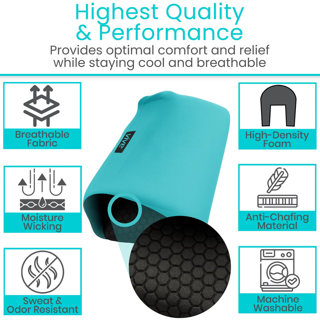 Vive Premium Crutch Pads, Bag, & Hand Grips (5 PCS) - Crutches for Adults Armpit Padding, Hand Grips, Accessories Pouch - Soft Tips Medical Padded Handles for Kids, Men, Women - Lightweight (Teal)