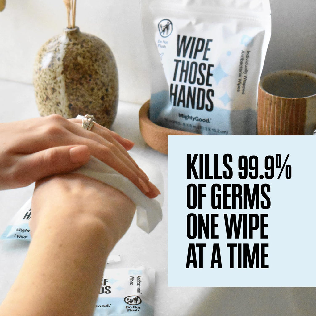 Wipe Those Hands On-The-Go Sanitizing Wipes - 4 Packs of 30 Individually Wrapped Wipes, 120 Total - Alcohol & Fragrance-Free - Kills Germs Fast - Travel Friendly