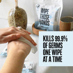 Wipe Those Hands On-The-Go Sanitizing Wipes - 4 Packs of 30 Individually Wrapped Wipes, 120 Total - Alcohol & Fragrance-Free - Kills Germs Fast - Travel Friendly