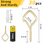 30 PCS Cup Screw-in Hanger Hooks with Safety Buckle,2.2 Inches in Gold