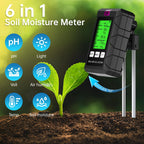 6-in-1 Digital Soil Tester, Soil Moisture Meter and pH Tester for Plants, Tests Moisture, pH, Fertility, Temperature, Sunlight and Air Humidity for Garden and Lawn (2*AAA Batteries Needed)