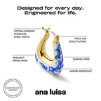 Ana Luisa Sphere Hoop Earring Dakota Styles Womens Earrings - Trendy 14K Gold Plated, Silver Rhodium Plated w/Blue Marble - Mini Huggie Hoop Earrings for Women Hypoallergenic & Tarnish-Free