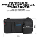 ZHCHG Wheelchair Side Bag with Cup Holder, Wheelchair Armrest Pouch Accessories for Walker, Rollator, Electric Scooter Wheelchairs, Ideal Gift for Mother's Day & Father's Day