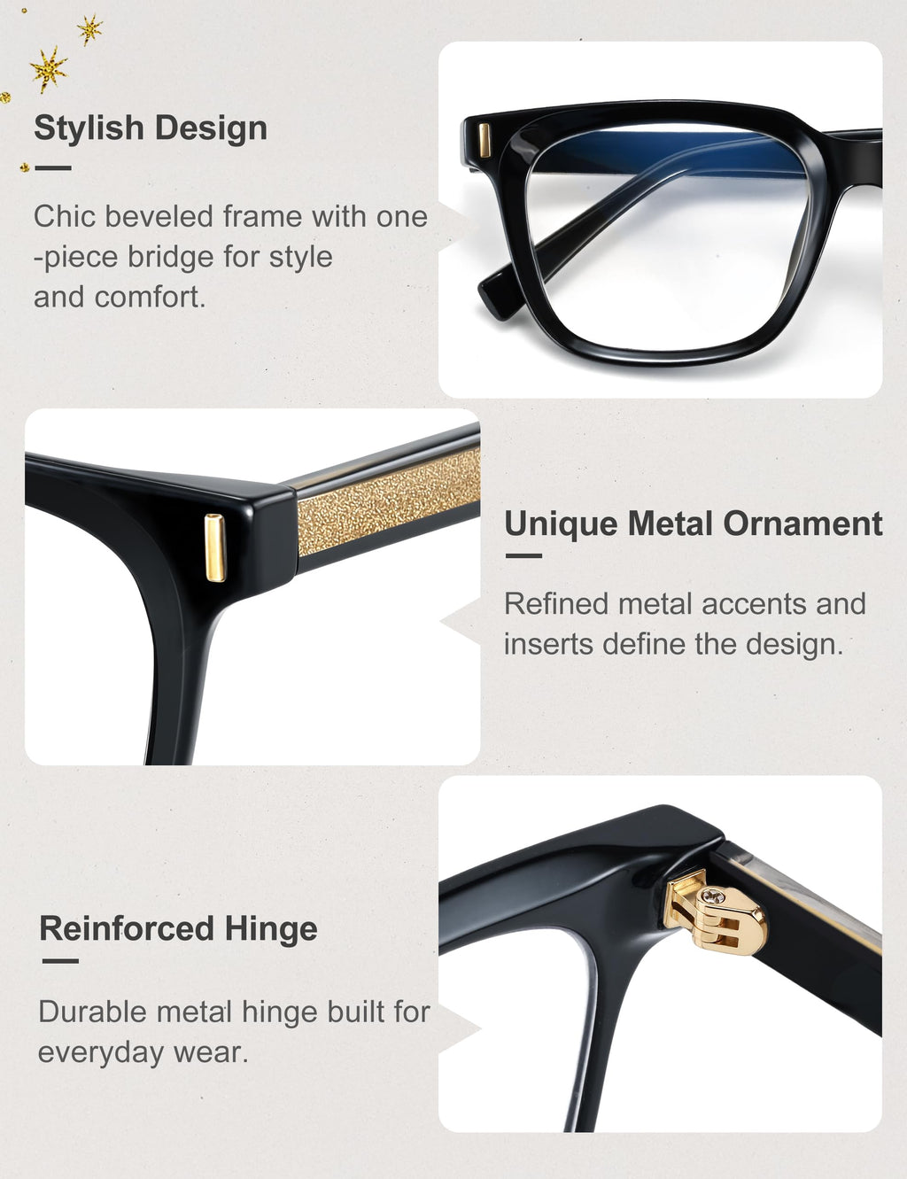Madison Avenue Trendy Sqaure Blue Light Blocking Glasses for Women with Case, Stylish Anti Glare Glasses for Computer Black