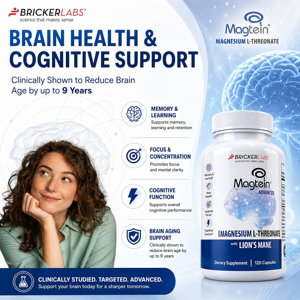 Bricker Labs Magtein & Lion's Mane Magnesium L-Threonate Supplement