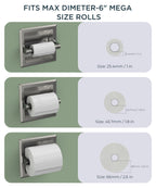 FORIOUS Recessed Toilet Paper Holder, Stainless Steel Durable Tissue Roll Holder Wall Mount for Bathroom Space Saving Design with Mounting Bracket, 2 Pack Brushed Nickel