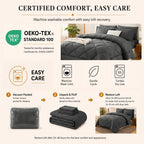 CozyLux Queen Comforter Set 88"x88" Dark Grey - 7 Piece Bed in a Bag