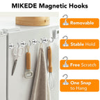 MIKEDE Magnetic Hooks 50Lbs Heavy Duty Earth Magnets with Hooks for Cruise Cabin Strong Magnet Hooks for Hanging Super Metal Magnetic Hanger for Grill Fridge Kitchen - Pack of 8