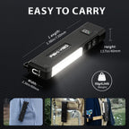 Feki Yigo Flat EDC Flashlight Rechargeable 1800 Lumens - Pocket Flashlight with 365nm UV Light, RGB Modes, Magnetic Base, Digital Display, IPX4 Waterproof for Camping, Emergency, Mechanics (Orange)