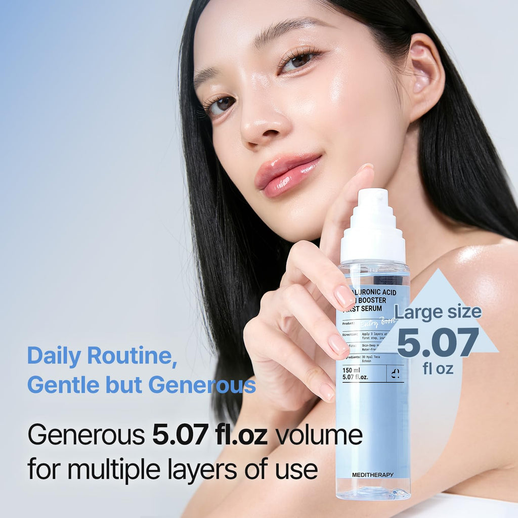 Meditherapy Hyaluronic Acid Serum XXL 150ml (5.07 fl.oz.) – Ultra Hydrating 333Serum for Glowing Skin, Face Moisturizer, Non-Sticky, Anti-Aging & Wrinkle Care, Korean Skin Care