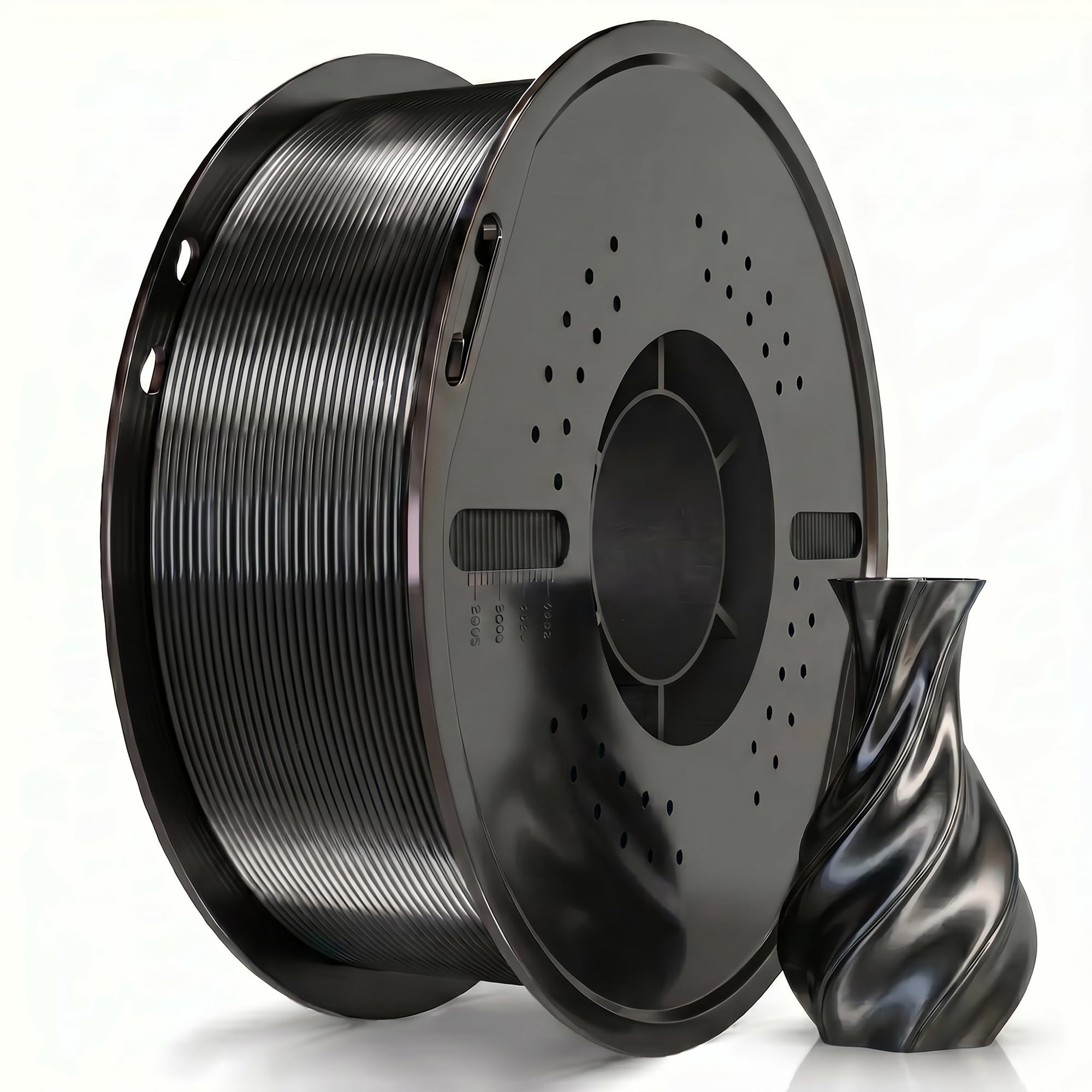 Miailuy Silk Filament PLA 1.75mm Silk 3D Printer Filament, Silk 1kg Spool (2.2lbs), Dimensional Accuracy +/- 0.02 mm, Fit Most FDM Printer (SilkBlack)