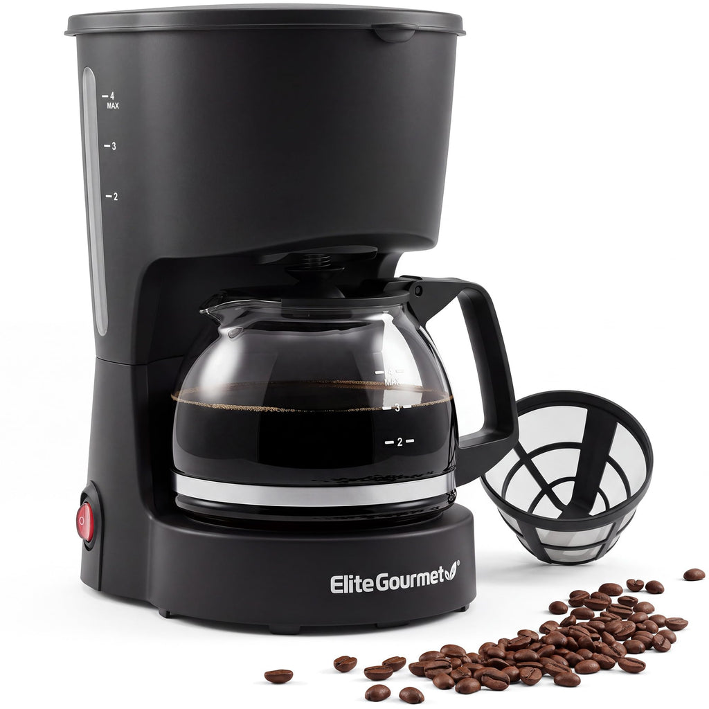 Elite Gourmet EHC4128 Automatic 4-Cup Drip Coffee Maker, Black