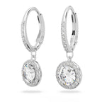 Swarovski Una Angelic Drop Pierced Earrings with Clear Crystals on a Rhodium Plated Setting with Hinge Closure