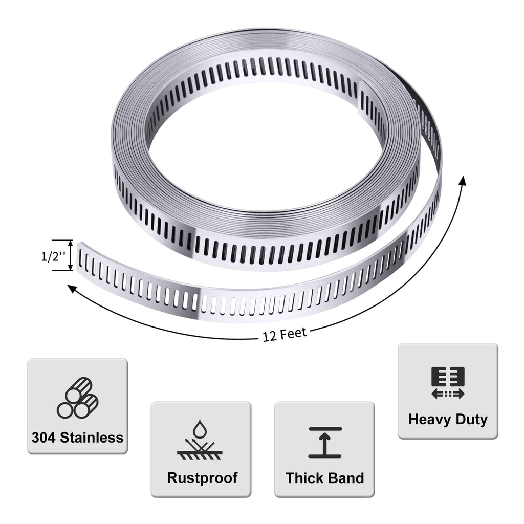 Steelsoft Stainless Steel Worm Gear Hose Clamp Assortment Kit, Cut-To-Fit