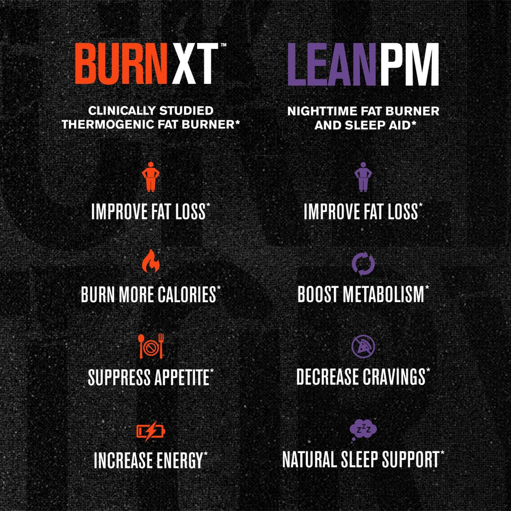 Jacked Factory Burn-XT + Lean-PM Kit - 24-Hour Weightloss Stack w/Clinically Studied Thermogenic Fat Burner & Nighttime Weight Loss Sleep Aid - 60 Count, 2 Pack
