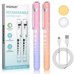 Rechargeable Pen Light for Nurses and Doctors – 2Packs LED Medical Penlight with USB Charging, Dual Light Modes, Durable Clip – Ideal Gift for Night Shift, Clinical Use - pink-orange+pink-purple