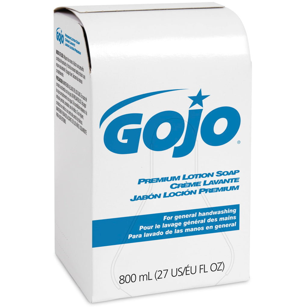 GOJO Premium Lotion Soap, Waterfall Fragrance, 800 mL Lotion Hand Soap Refill 800 Series Bag-in-Box Soap Dispenser (Pack of 12) - 9106-12