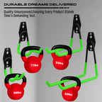 15-Piece Garage Wall Hooks with 3 Extension Straps, Green Heavy Duty Tool Storage Rack for Ladder, Bike, Shovel, Garden Tools, Metal Wall Mount Organizer Set