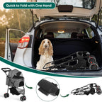Pet Stroller,Dog Stroller for Small Medium Dogs Cats,3 Wheels,Foldable,with Breathable Mesh Canopy,Cup Holders,Easy Assembly,Grey