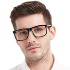 MARE AZZURO Oversized Square Reading Glasses +1.0 Men Large Readers Big Face 1.0 1.25 1.5 1.75 2.0 2.25 2.5 2.75 3.0 3.5 4.0 5.0 6.0 (Black, 1.00)