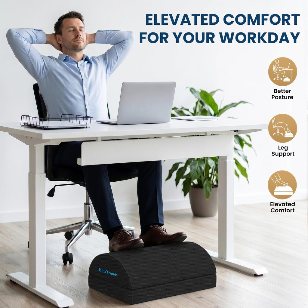 BlissTrends Foot Rest Under Desk, Foot Stool with 2 Adjustable Heights