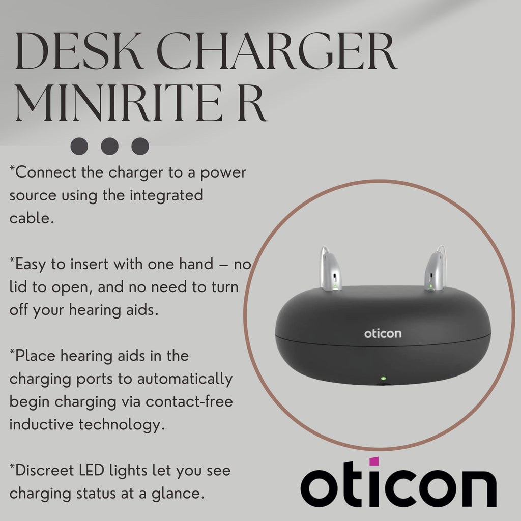 Otto Tech Oticon Charger 1.0 - Desktop Charger Replacement, Compatible with miniRITE R Oticon, Sonic, Bernafon Rechargeable Hearing Aids, Deskcharger