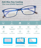 SUNAMOY Bifocal Reading Glasses Women Blue Light Blocking Computer Reader Clear Top Metal Small Cateye Fashion full Frame Ladies Designer Eyeglasses Stylish Lightweight Eyewear 2.50