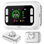 HAKINAKU Plug in 6in1 Smoke & Carbon Monoxide Detector & Combustible Natural Gas Combination Builti-in Backup 1000mAh Battery & HD Screen [Temp Humidity Sensors] for Home Kitchen Hotel (1Pack, White)