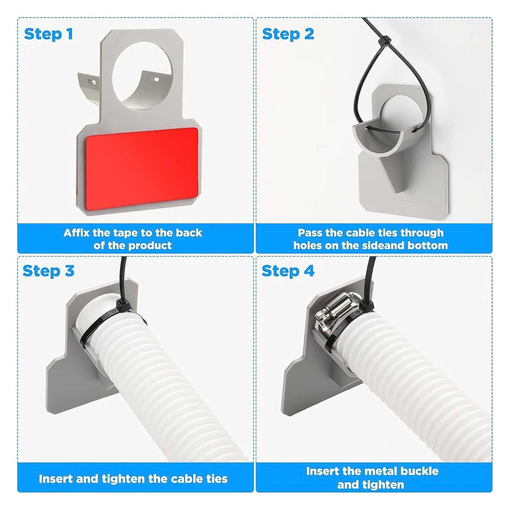 1-1/4" Pool Hoses Kit Replacement for Above Ground Pools – 1.25" Pool Filter Pump Hose with Hose Holders & Clamps Compatible with Intex Pool Filter Pump 607, 637 (White -2 Pack)