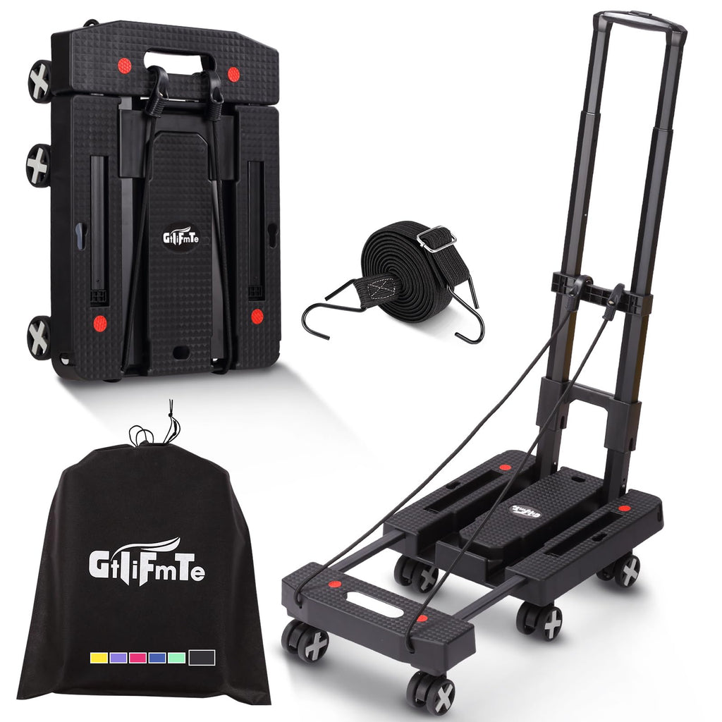 GtIiFmTe Foldable Hand Truck, Lightweight Luggage Cart for Airport Car Seat