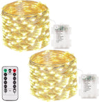2 Pack 50 LED Fairy Lights Battery Operated with Remote, 16FT Waterproof Twinkle Lights with Timer & 8 Modes, Fairy String Lights Outdoor Indoor for Bedroom Classroom DIY Christmas Decor (Warm White)