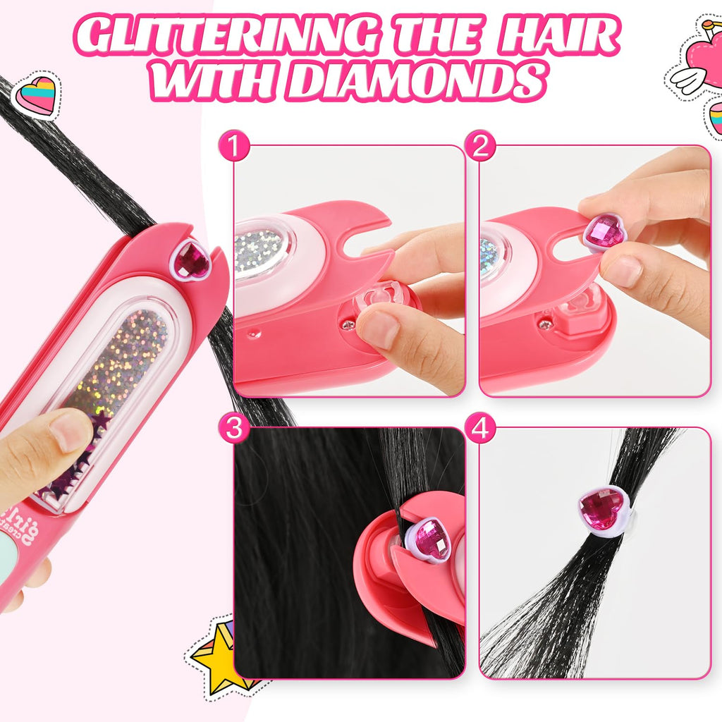 kidzkube Hair Gem Stamper Kit, Birthday Toys for Girls Ages 3-12